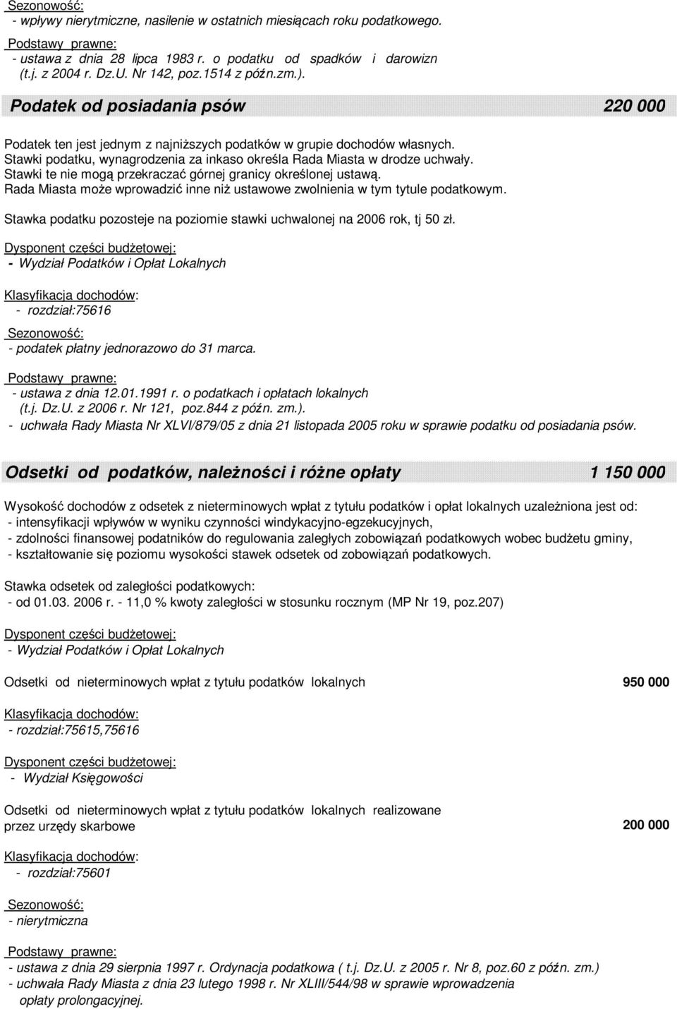 Stawki te nie mogą przekraczać górnej granicy określonej ustawą. Rada Miasta moŝe wprowadzić inne niŝ ustawowe zwolnienia w tym tytule podatkowym.