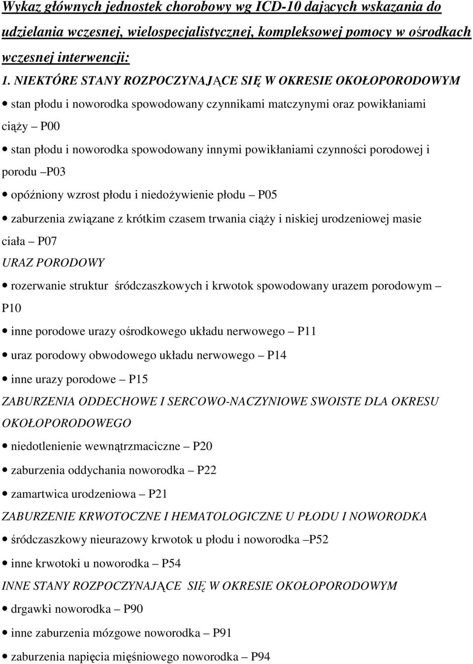 czynności porodowej i porodu P03 opóźniony wzrost płodu i niedoŝywienie płodu P05 zaburzenia związane z krótkim czasem trwania ciąŝy i niskiej urodzeniowej masie ciała P07 URAZ PORODOWY rozerwanie