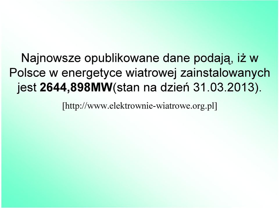 zainstalowanych jest 2644,898MW(stan na