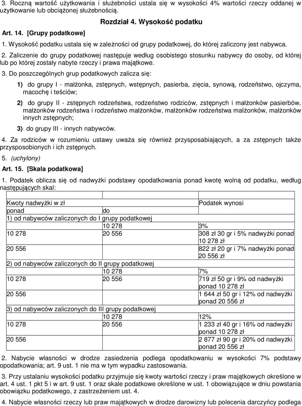 Zaliczenie do grupy podatkowej następuje według osobistego stosunku nabywcy do osoby, od której lub po której zostały nabyte rzeczy i prawa majątkowe. 3.