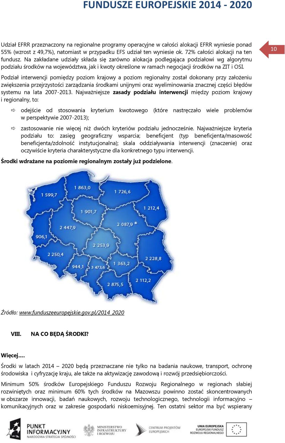Na zakładane udziały składa się zarówno alokacja podlegająca podziałowi wg algorytmu podziału środków na województwa, jak i kwoty określone w ramach negocjacji środków na ZIT i OSI.