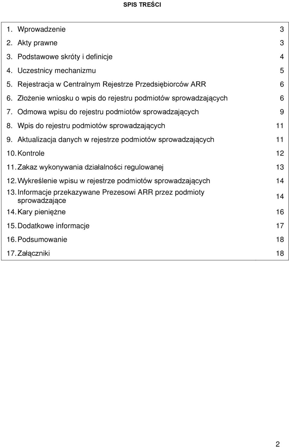 Aktualizacja danych w rejestrze podmiotów sprowadzających 11 10. Kontrole 12 11. Zakaz wykonywania działalności regulowanej 13 12.