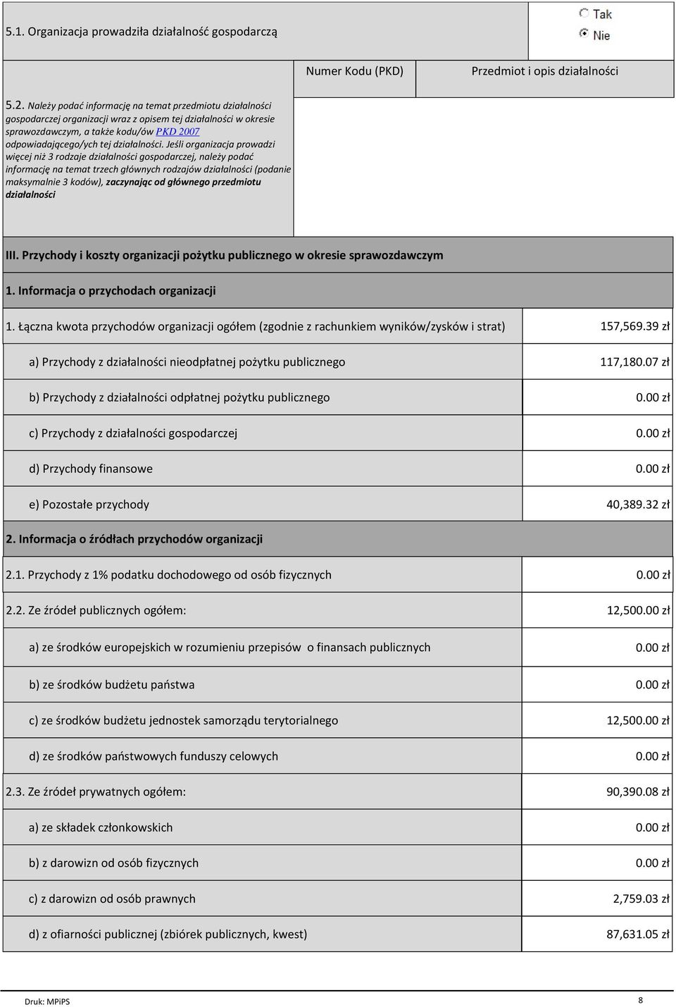 ci. Je li organizacja prowadzi wiъcej niп 3 rodzaje dziaгalno ci gospodarczej, naleпy podaц informacjъ na temat trzech gгѓwnych rodzajѓw dziaгalno ci (podanie maksymalnie 3 kodѓw), zaczynajйc od
