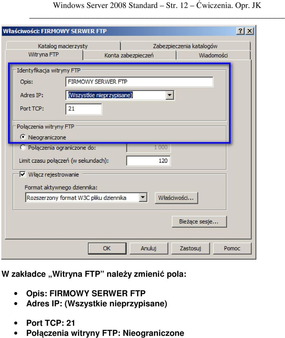 FIRMOWY SERWER FTP Adres IP: (Wszystkie