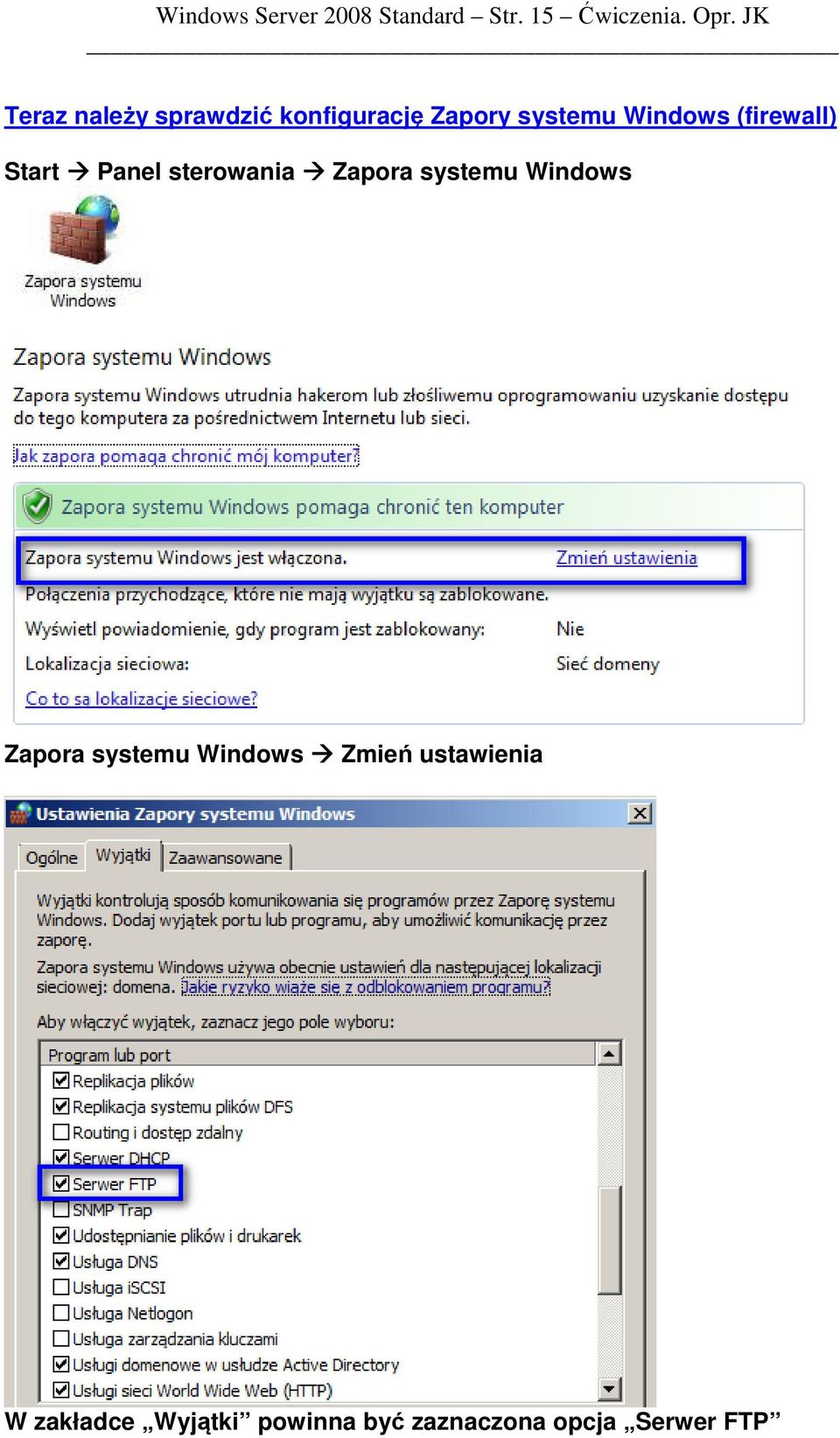 (firewall) Start Panel sterowania Zapora systemu Windows Zapora