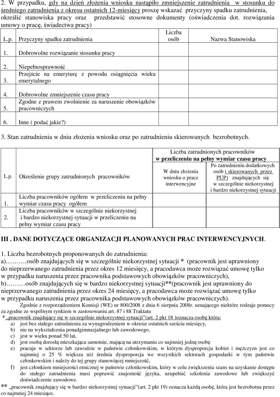 Dobrowolne rozwiązanie stosunku pracy 2. Niepełnosprawność Przejście na emeryturę z powodu osiągnięcia wieku 3. emerytalnego 4.