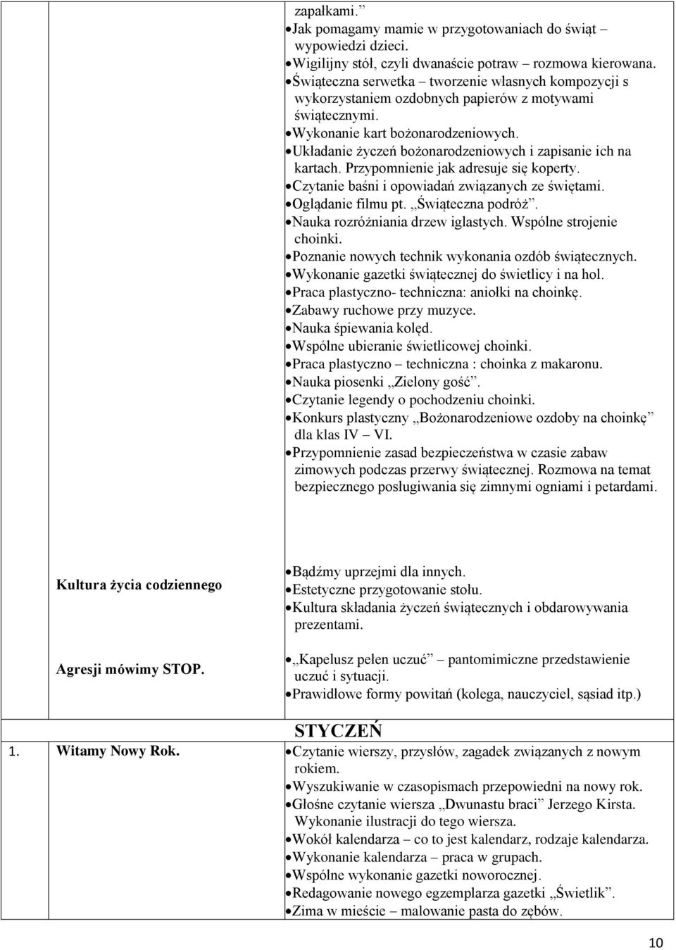 Układanie życzeń bożonarodzeniowych i zapisanie ich na kartach. Przypomnienie jak adresuje się koperty. Czytanie baśni i opowiadań związanych ze świętami. Oglądanie filmu pt. Świąteczna podróż.