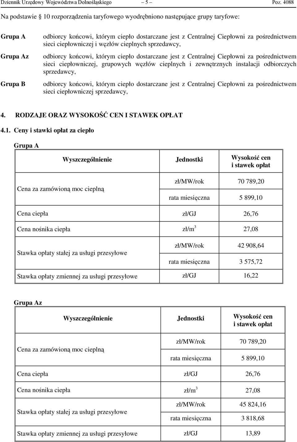 pośrednictwem sieci ciepłowniczej i węzłów cieplnych sprzedawcy, odbiorcy końcowi, którym ciepło dostarczane jest z Centralnej Ciepłowni za pośrednictwem sieci ciepłowniczej, grupowych węzłów