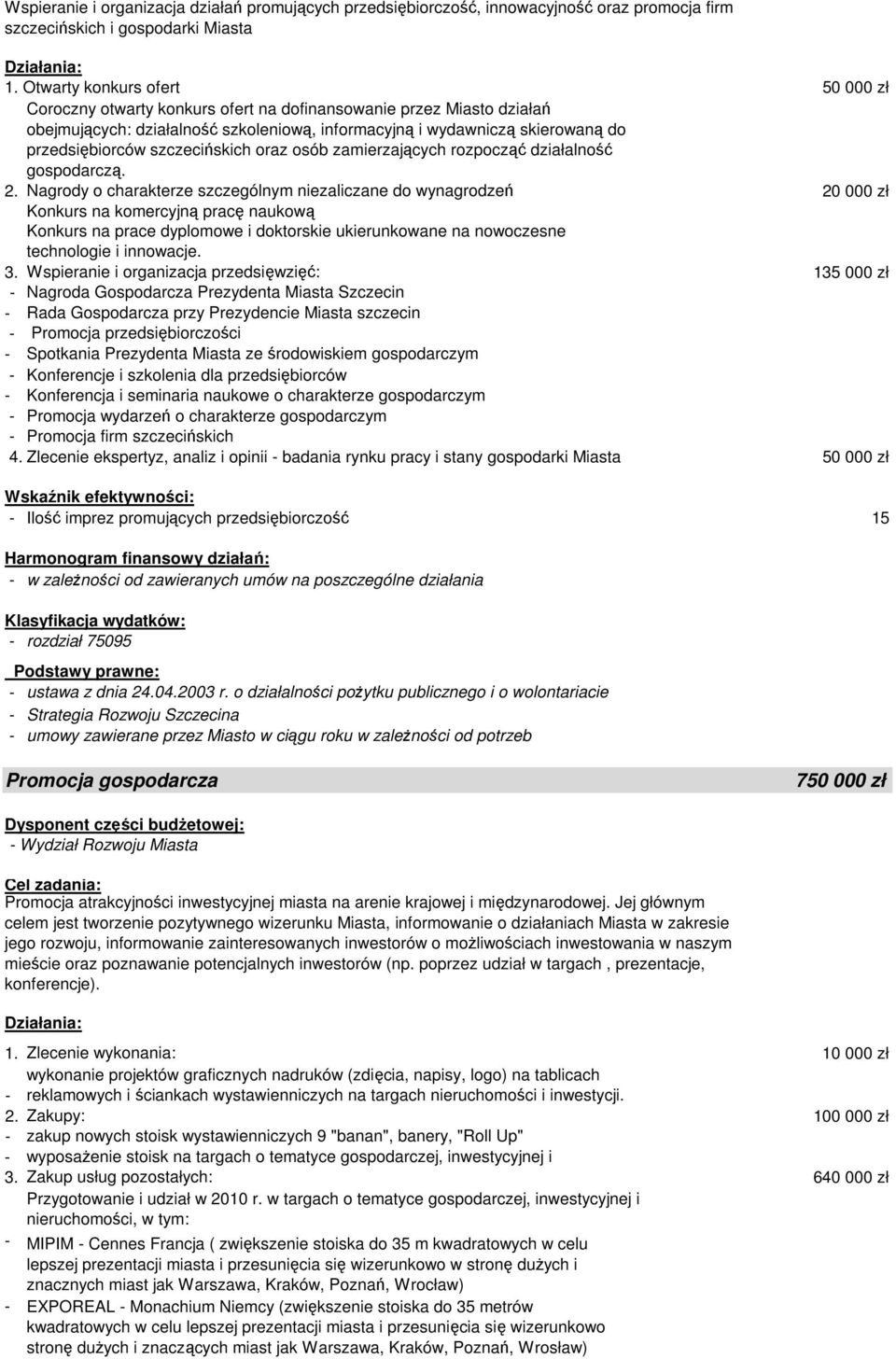 szczecińskich oraz osób zamierzających rozpocząć działalność gospodarczą. 2.