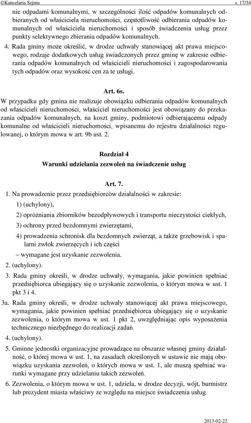 świadczenia usług przez punkty selektywnego zbierania odpadów komunalnych. 4.