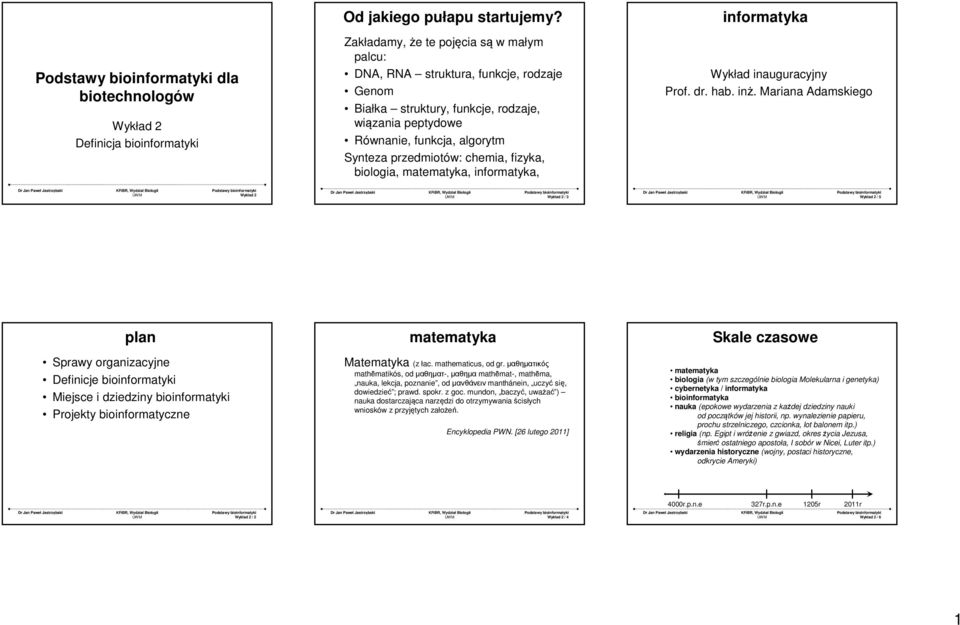 fizyka, biologia, matematyka, informatyka, informatyka Wykład inauguracyjny Prof. dr. hab. inż.