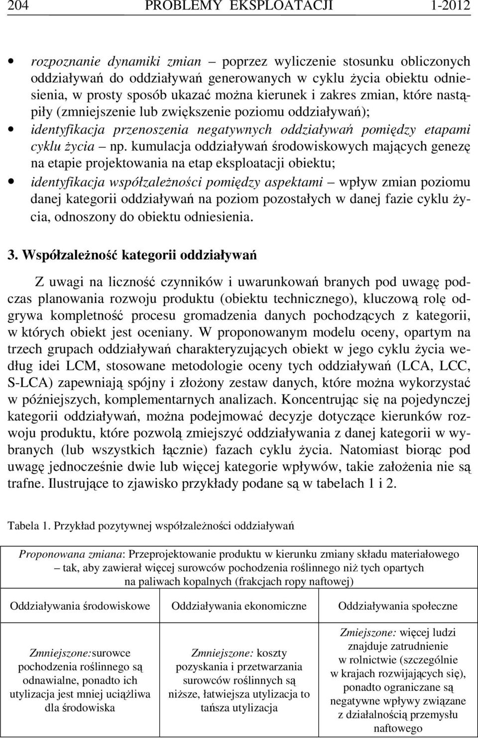 kumulacja oddziaływań środowiskowych mających genezę na etapie projektowania na etap eksploatacji obiektu; identyfikacja współzaleŝności pomiędzy aspektami wpływ zmian poziomu danej kategorii