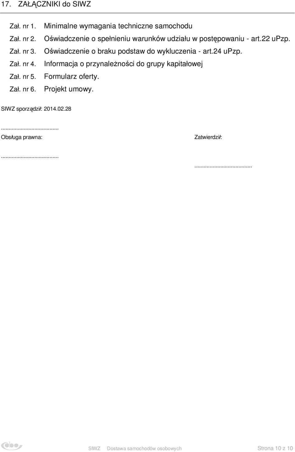 Oświadczenie o braku podstaw do wykluczenia - art.24 upzp.