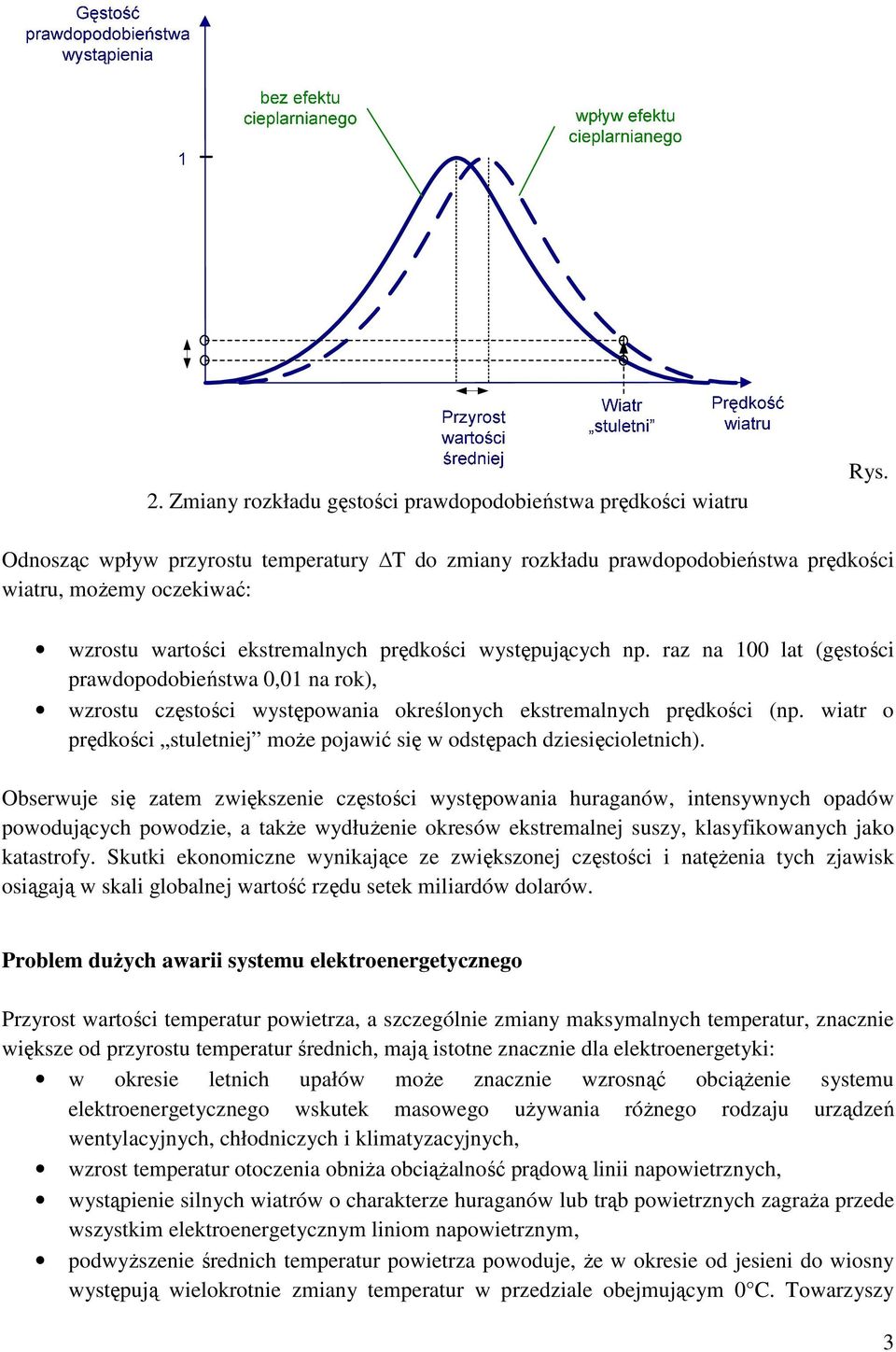 raz na 100 lat (gęstości prawdopodobieństwa 0,01 na rok), wzrostu częstości występowania określonych ekstremalnych prędkości (np.