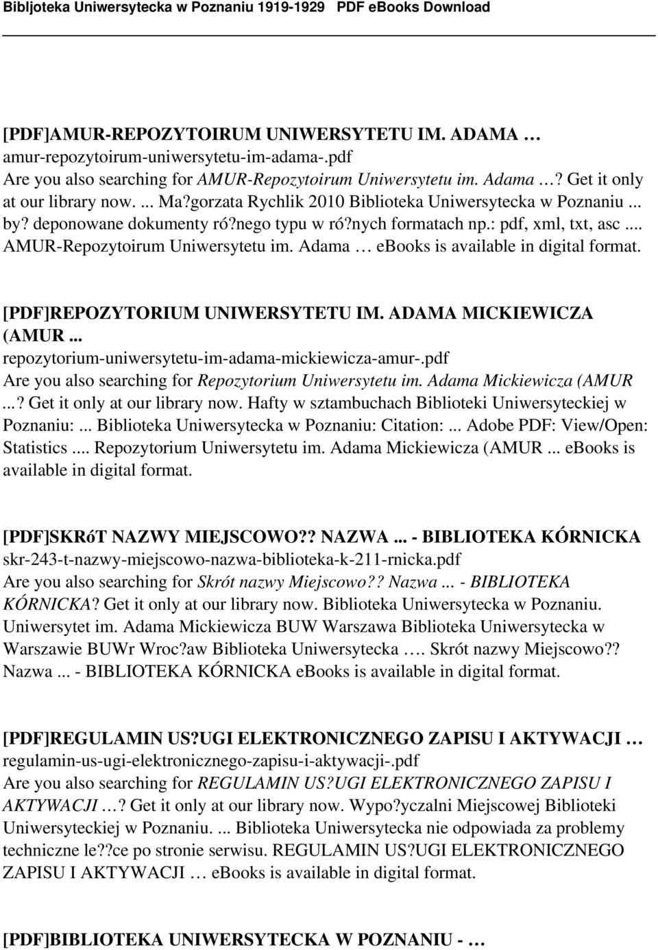 Adama ebooks is available in digital format. [PDF]REPOZYTORIUM UNIWERSYTETU IM. ADAMA MICKIEWICZA (AMUR... repozytorium-uniwersytetu-im-adama-mickiewicza-amur-.