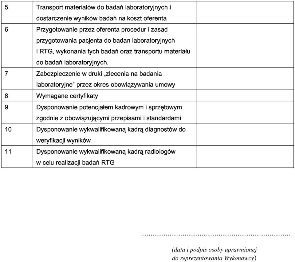 w druki zlecenia na transportu badania materiału 89 Wymagane laboratoryjne certyfikaty przez potencjałem okres obowiązywania kadrowym i sprzętowym umowy 10