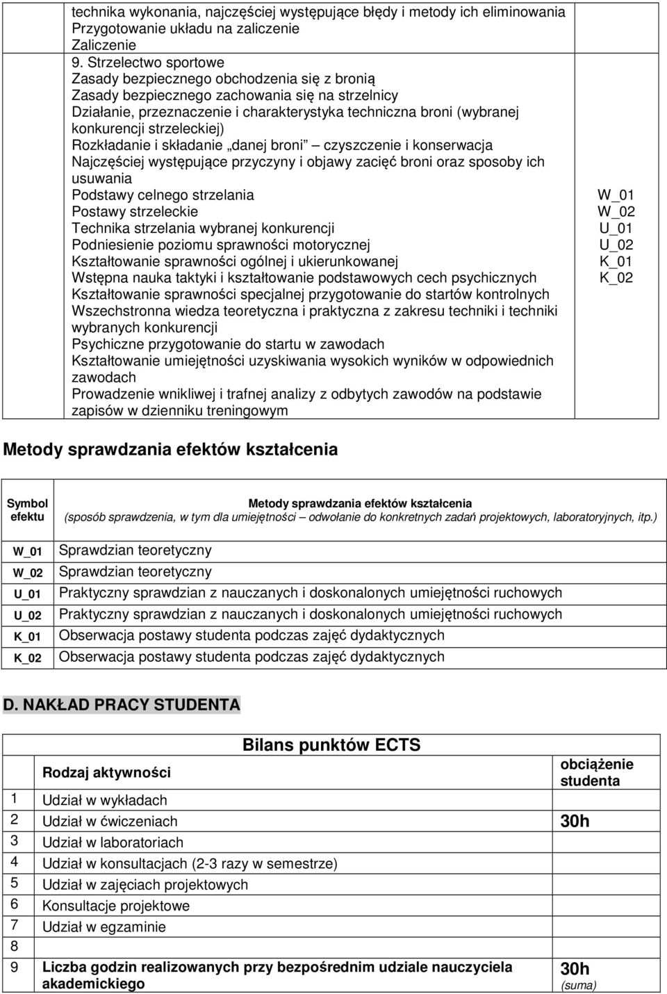 strzeleckiej) Rozkładanie i składanie danej broni czyszczenie i konserwacja Najczęściej występujące przyczyny i objawy zacię broni oraz sposoby ich usuwania Podstawy celnego strzelania Postawy