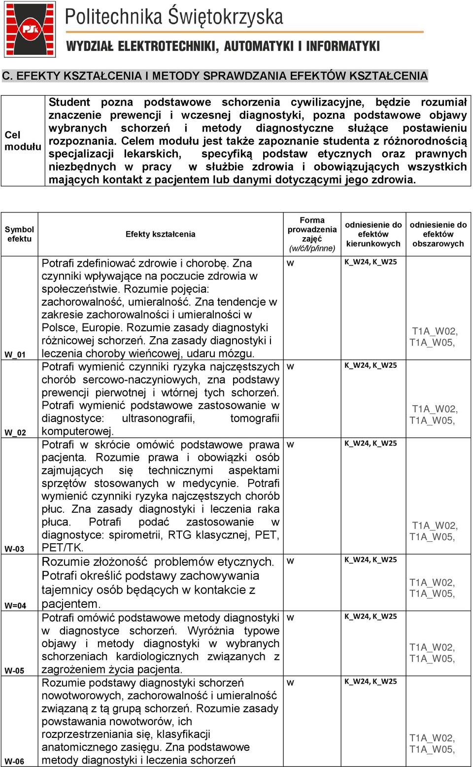 Celem modułu jest także zapoznanie studenta z różnorodnością specjalizacji lekarskich, specyfiką podsta etycznych oraz pranych niezbędnych pracy służbie zdroia i oboiązujących szystkich mających