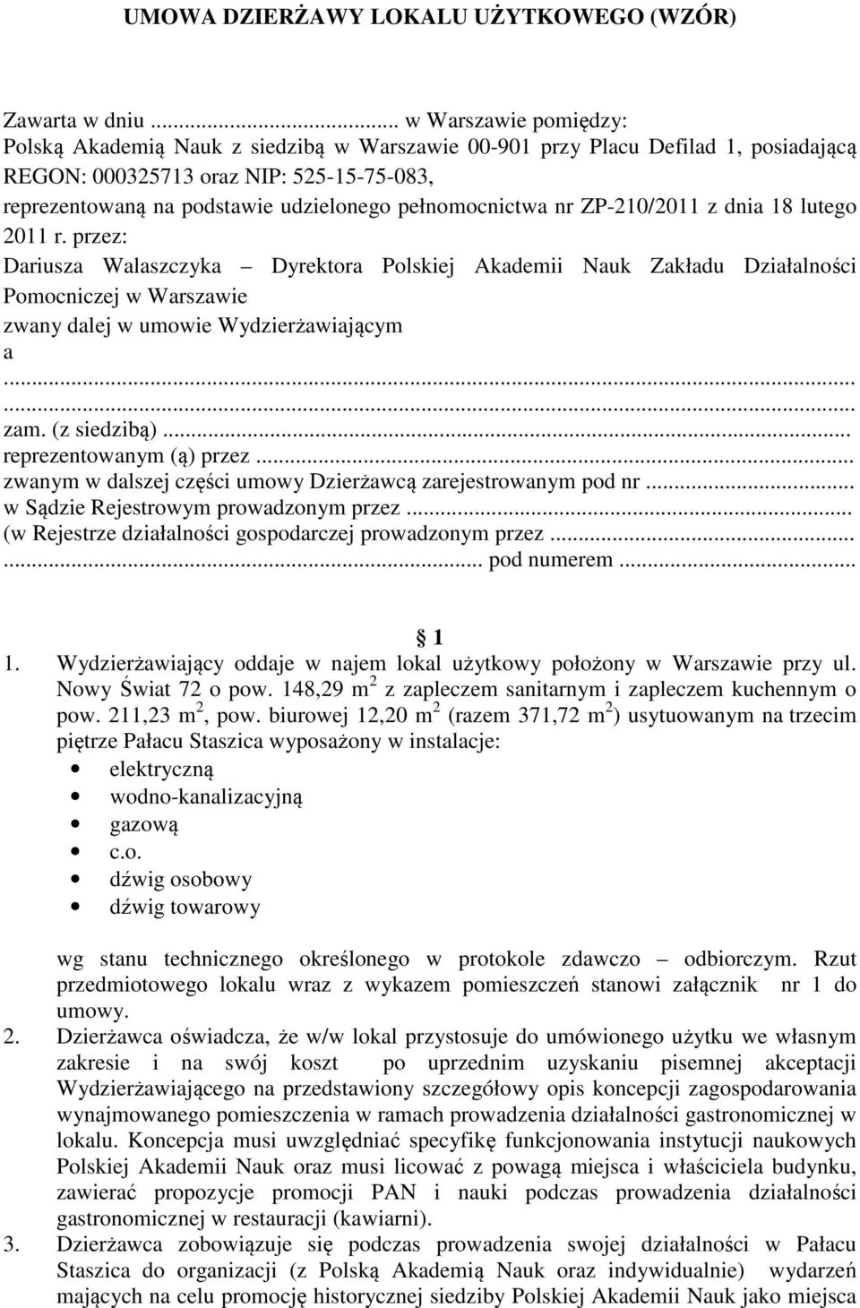 pełnomocnictwa nr ZP-210/2011 z dnia 18 lutego 2011 r.