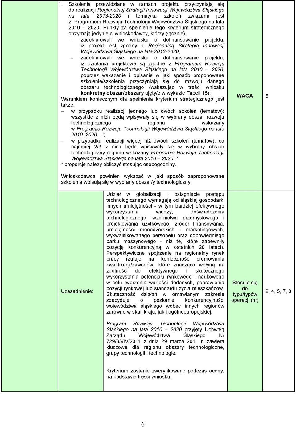 Punkty za spełnienie tego kryterium strategicznego otrzymają jedynie ci wnioskodawcy, którzy (łącznie): zadeklarowali we wniosku o finansowanie projektu, iż projekt jest zgodny z Regionalną Strategią