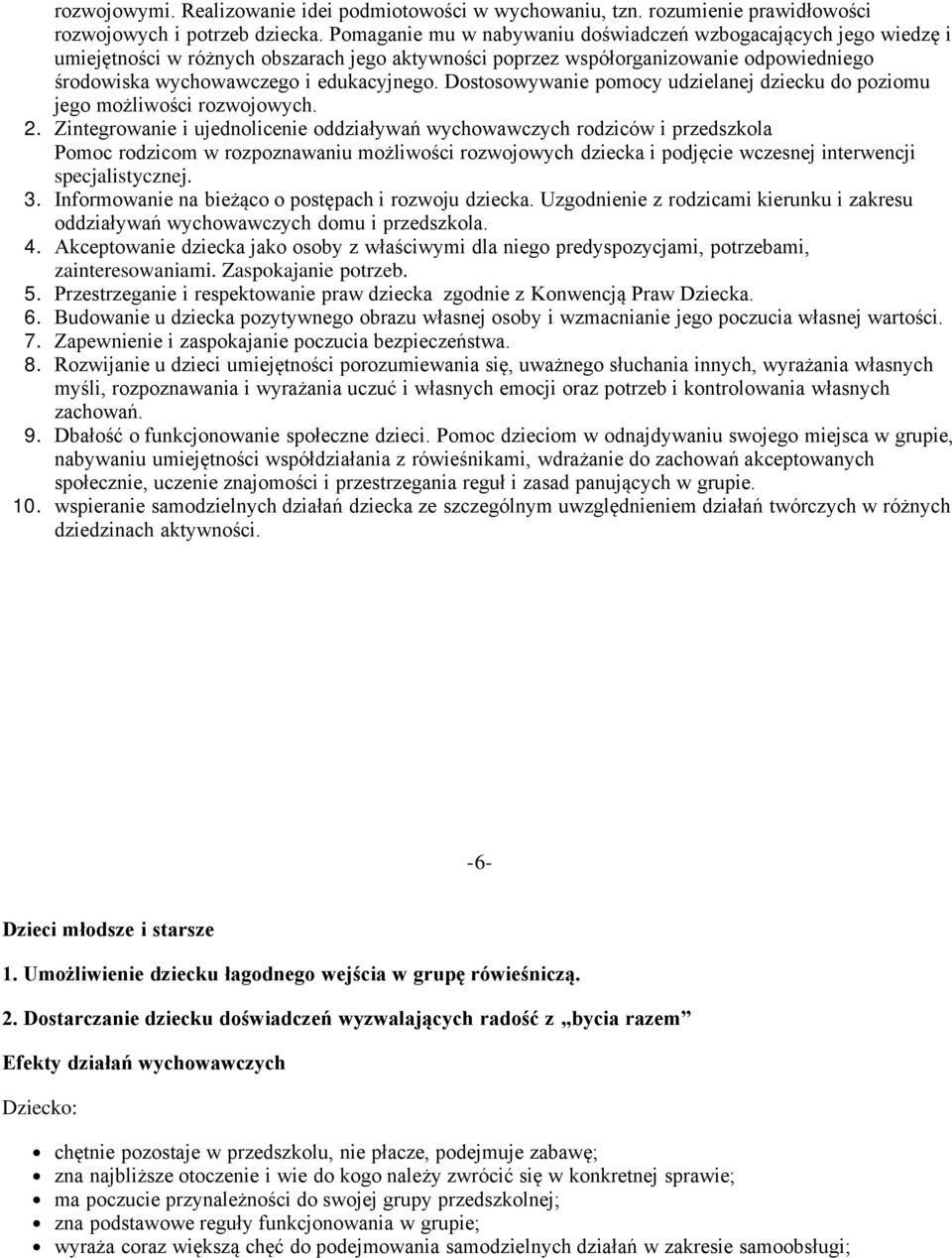 Dostosowywanie pomocy udzielanej dziecku do poziomu jego możliwości rozwojowych. 2.