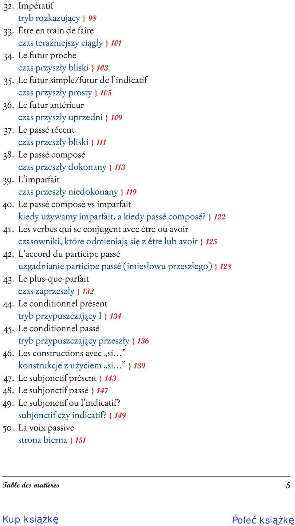 Le passé composé czas przeszły dokonany } 113 39. L imparfait czas przeszły niedokonany } 119 40. Le passé composé vs imparfait kiedy używamy imparfait, a kiedy passé composé? } 122 41.