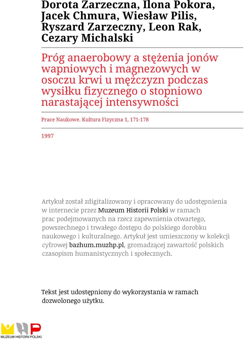 wapniowych i magnezowych w osoczu krwi u mężczyzn podczas wysiłku
