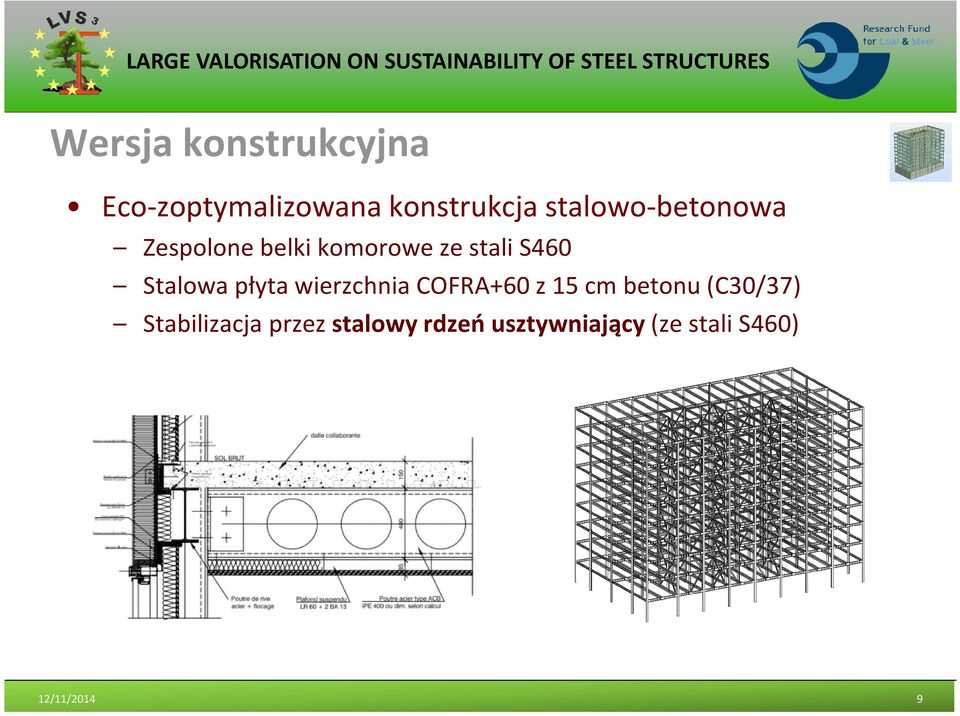 Stalowa płyta wierzchnia COFRA+60 z 15 cm betonu (C30/37)