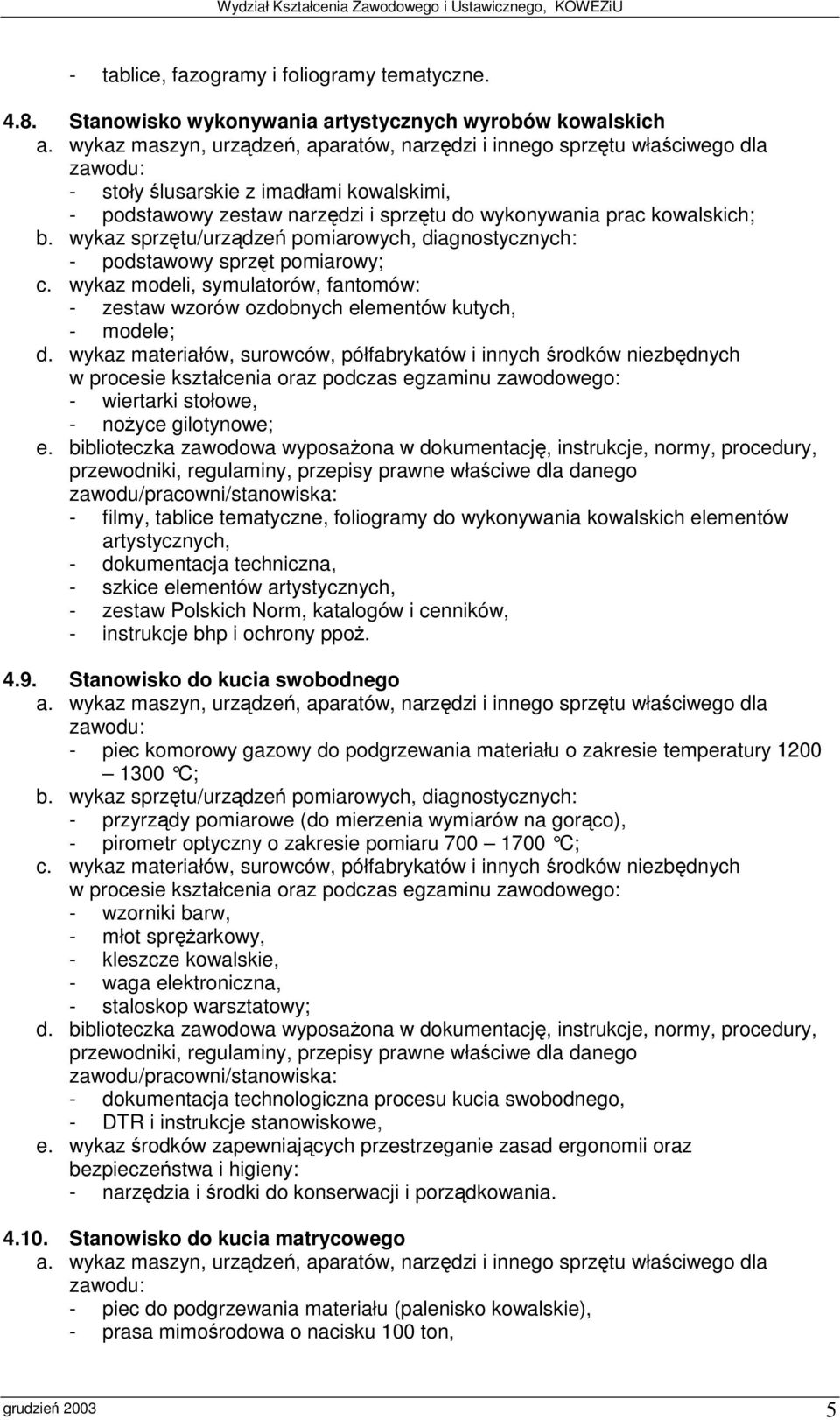 wykaz modeli, symulatorów, fantomów: - zestaw wzorów ozdobnych elementów kutych, - modele; d.