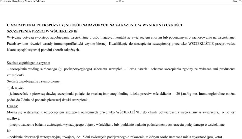 zwierzęciem chorym lub podejrzanym o zachorowanie na wściekliznę. Przedstawiono również zasady immunoprofilaktyki czynno-biernej.