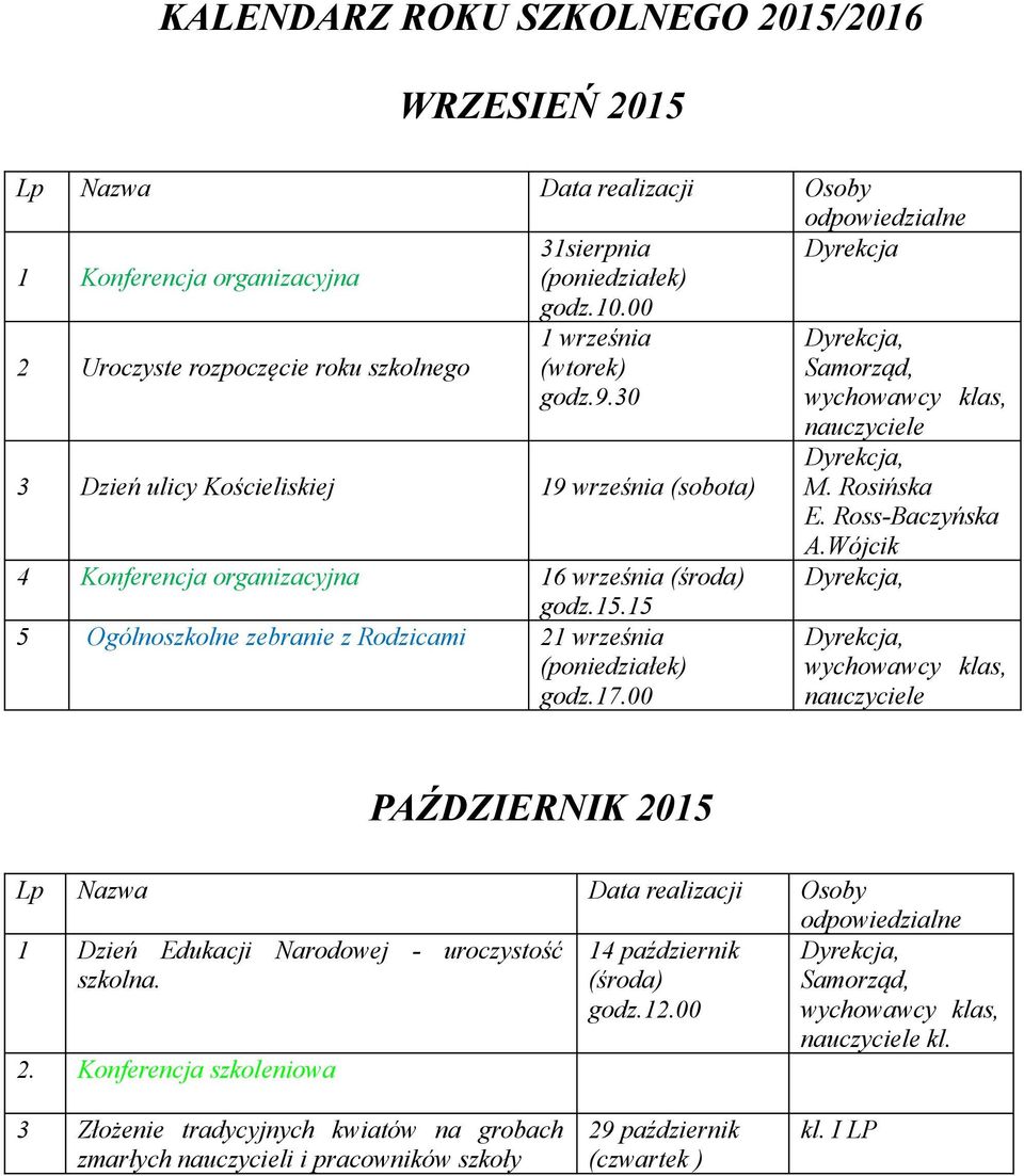 Ross-Baczyńska A.Wójcik 4 Konferencja organizacyjna 16 września godz.15.