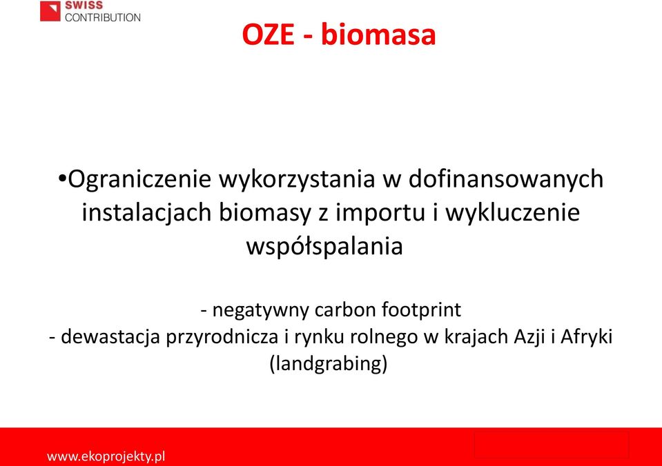 wykluczenie współspalania - negatywny carbon footprint -