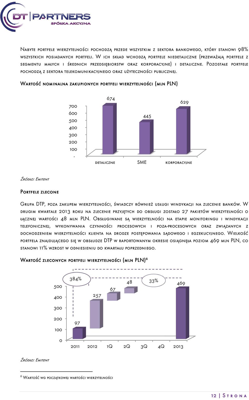 Pozostałe portfele pochodzą z sektora telekomunikacyjnego oraz użyteczności publicznej.