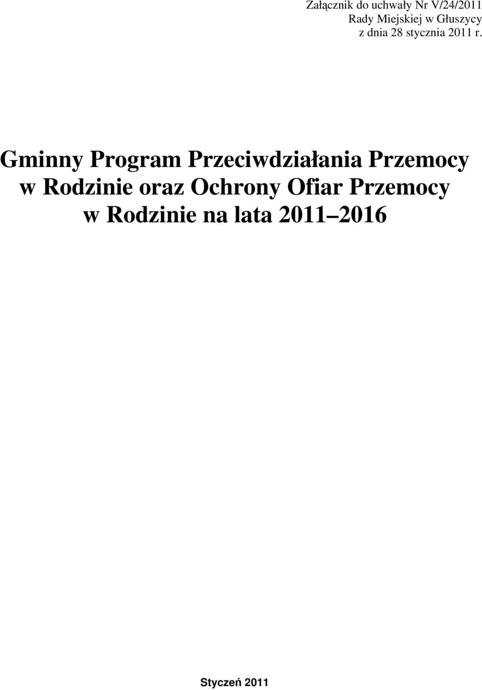 Gminny Program Przeciwdziałania Przemocy w Rodzinie