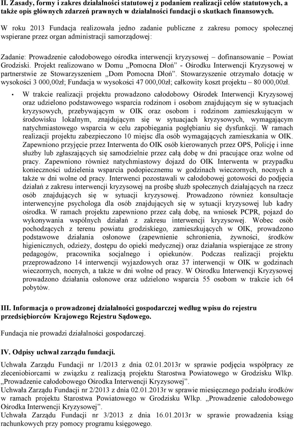 dofinansowanie Powiat Grodziski. Projekt realizowano w Domu Pomocna Dłoń - Ośrodku Interwencji Kryzysowej w partnerstwie ze Stowarzyszeniem Dom Pomocna Dłoń.