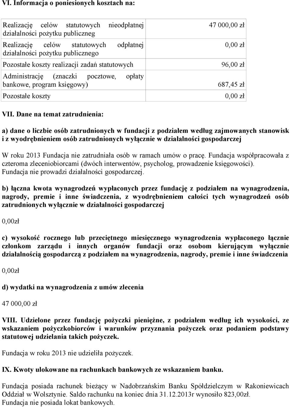 Dane na temat zatrudnienia: a) dane o liczbie osób zatrudnionych w fundacji z podziałem według zajmowanych stanowisk i z wyodrębnieniem osób zatrudnionych wyłącznie w działalności gospodarczej W roku