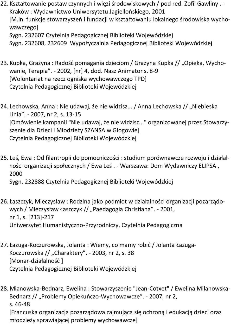 Nasz Animator s. 8-9 *Wolontariat na rzecz ogniska wychowawczego TPD+ 24. Lechowska, Anna : Nie udawaj, że nie widzisz... / Anna Lechowska // Niebieska Linia. - 2007, nr 2, s.