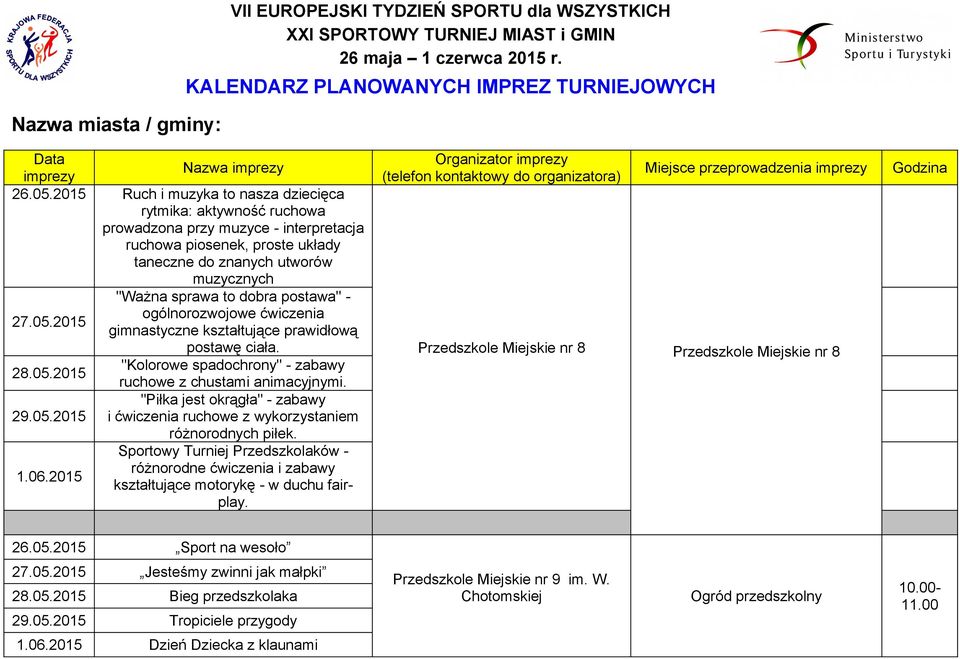 taneczne do znanych utworów muzycznych "Ważna sprawa to dobra postawa" - ogólnorozwojowe ćwiczenia gimnastyczne kształtujące prawidłową postawę ciała.