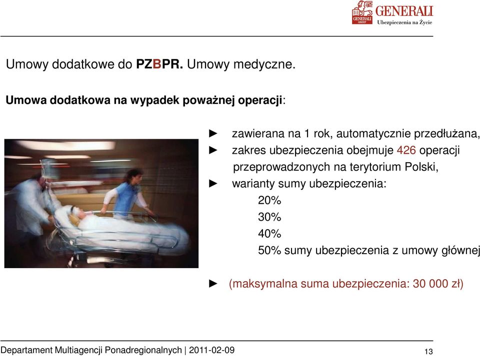 przedłuŝana, zakres ubezpieczenia obejmuje 426 operacji przeprowadzonych na