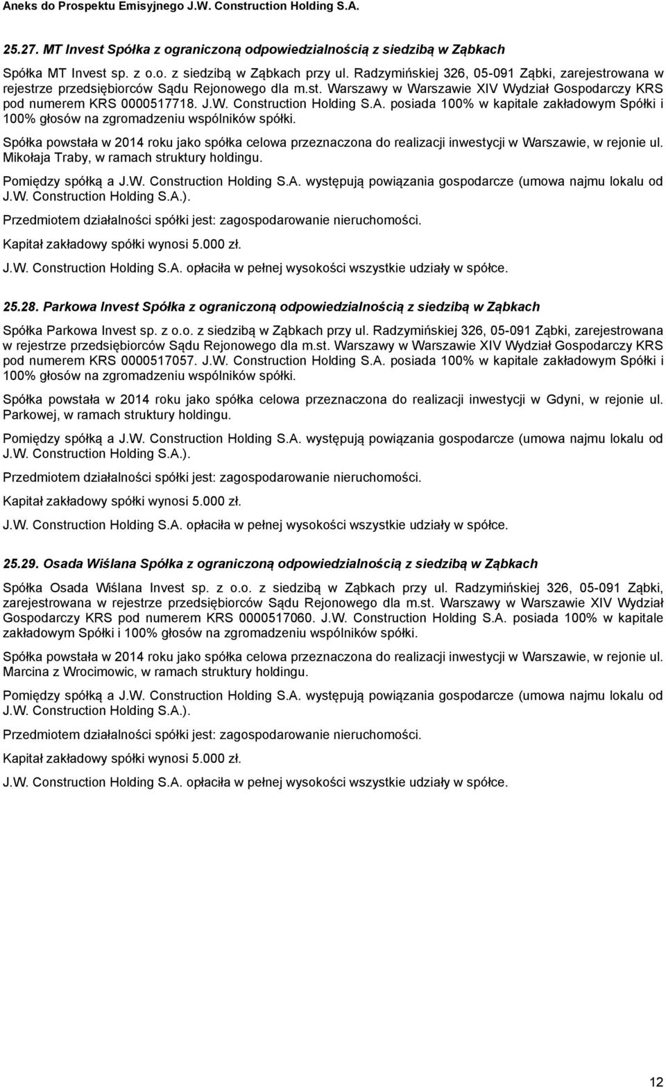 A. posiada 100% w kapitale zakładowym Spółki i 100% głosów na zgromadzeniu wspólników spółki.