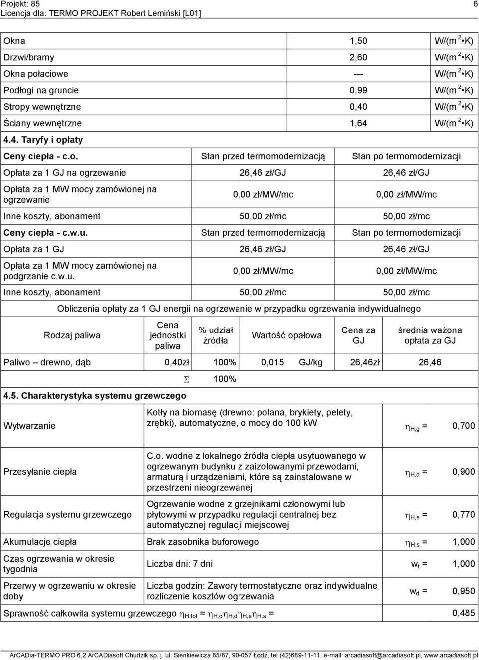 abonament 50,00 zł/mc 50,00 zł/mc Ceny ciepła - c.w.u.