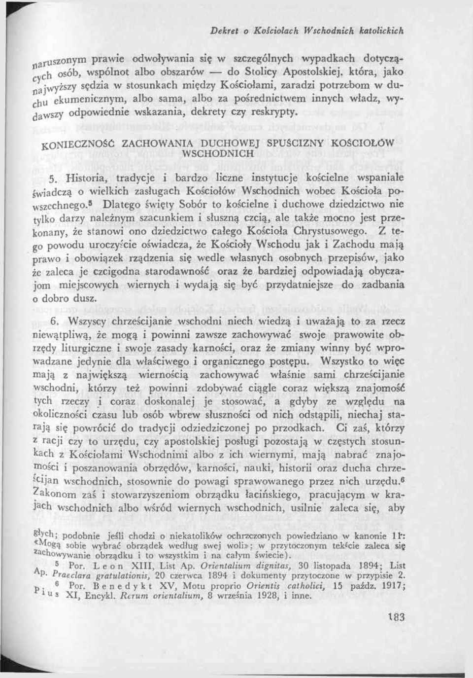 Konieczność zachow ania d u c h o w ej spuścizny Kościołów Wschodnich 5.