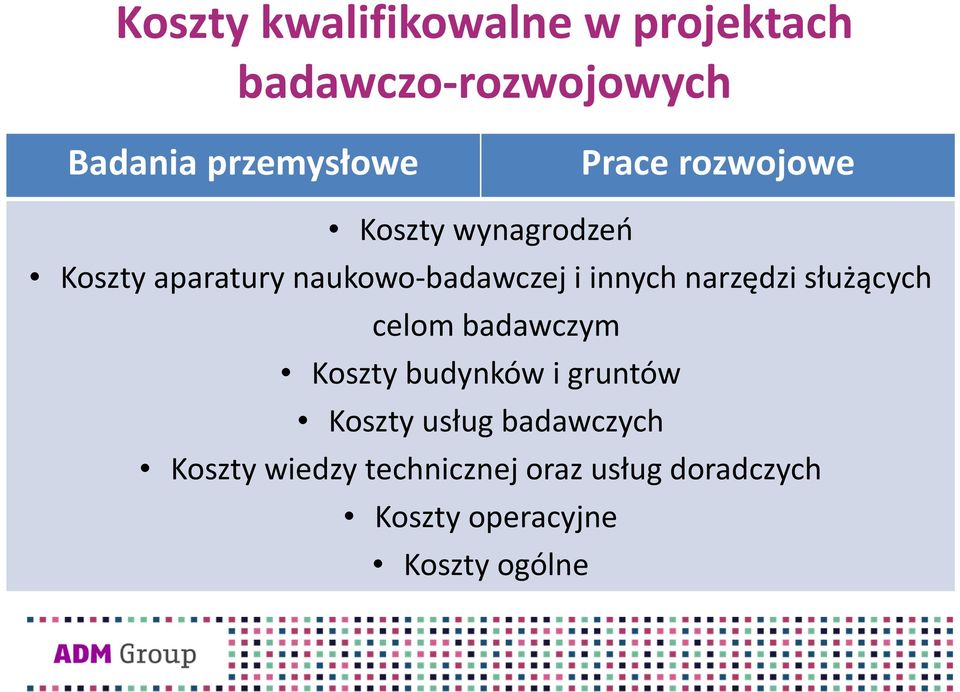 narzędzi służących celom badawczym Koszty budynków i gruntów Koszty usług