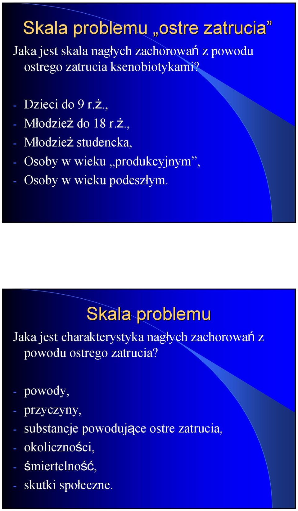 Skala problemu Jaka jest charakterystyka nagłych zachorowań z powodu ostrego zatrucia?