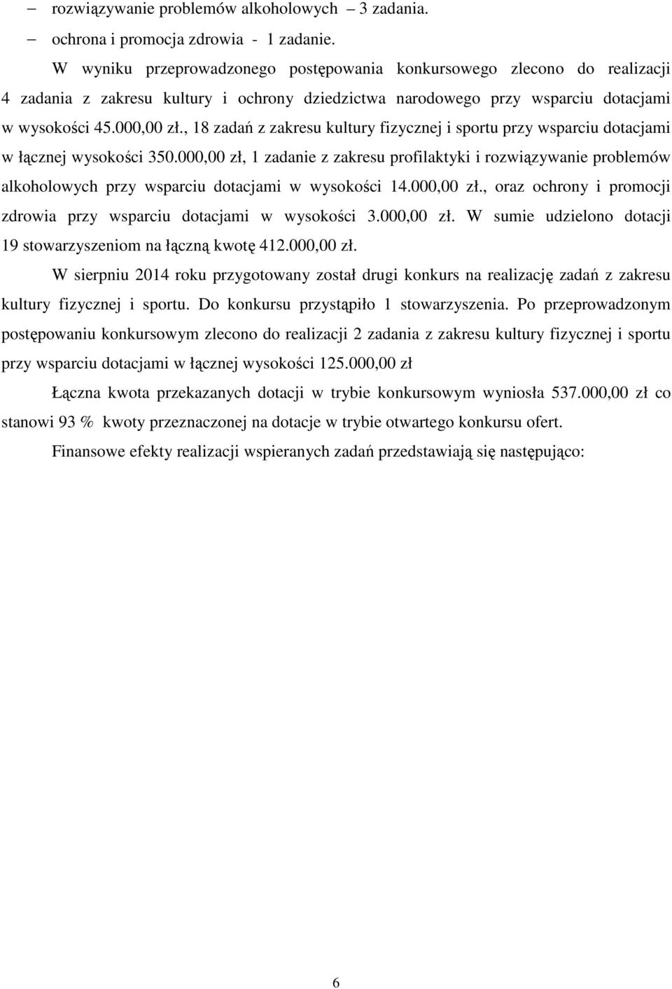 , 18 zadań z zakresu kultury fizycznej i sportu przy wsparciu dotacjami w łącznej wysokości 350.
