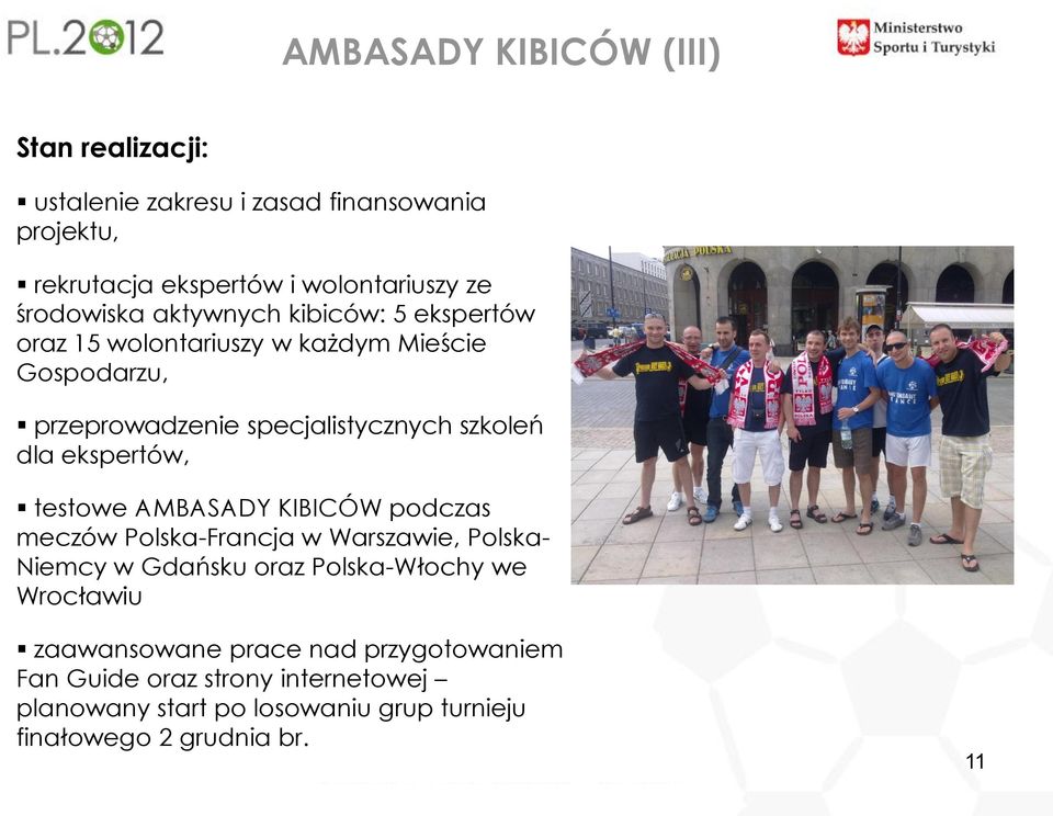 dla ekspertów, testowe AMBASADY KIBICÓW podczas meczów Polska-Francja w Warszawie, Polska- Niemcy w Gdańsku oraz Polska-Włochy we