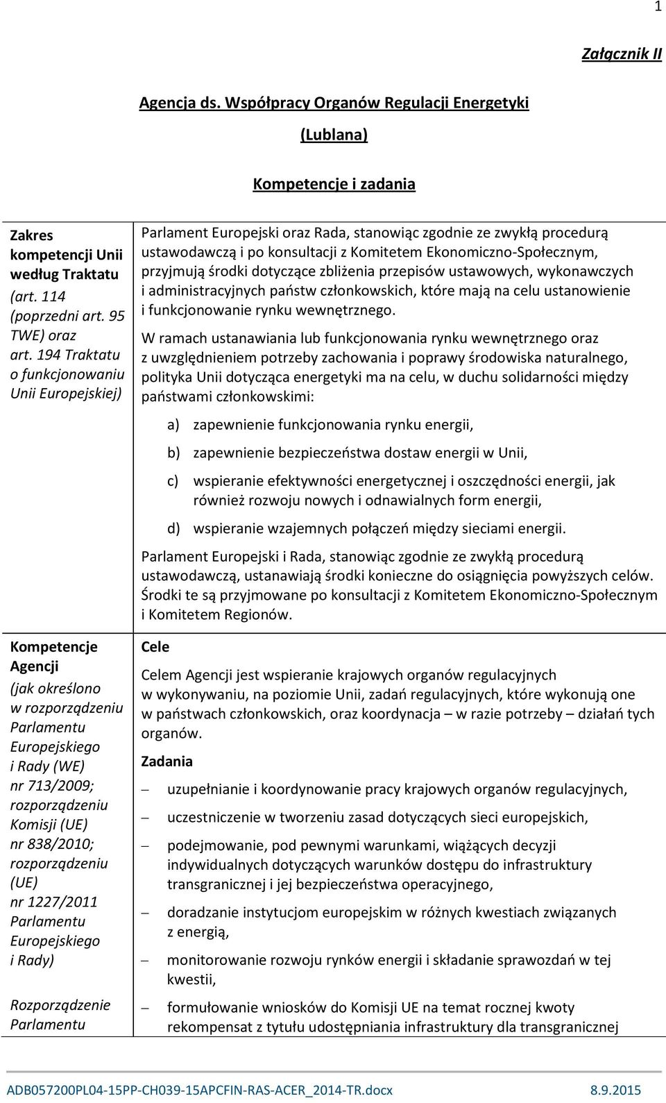 rozporządzeniu (UE) nr 1227/2011 Parlamentu Europejskiego i Rady) Rozporządzenie Parlamentu Parlament Europejski oraz Rada, stanowiąc zgodnie ze zwykłą procedurą ustawodawczą i po konsultacji z