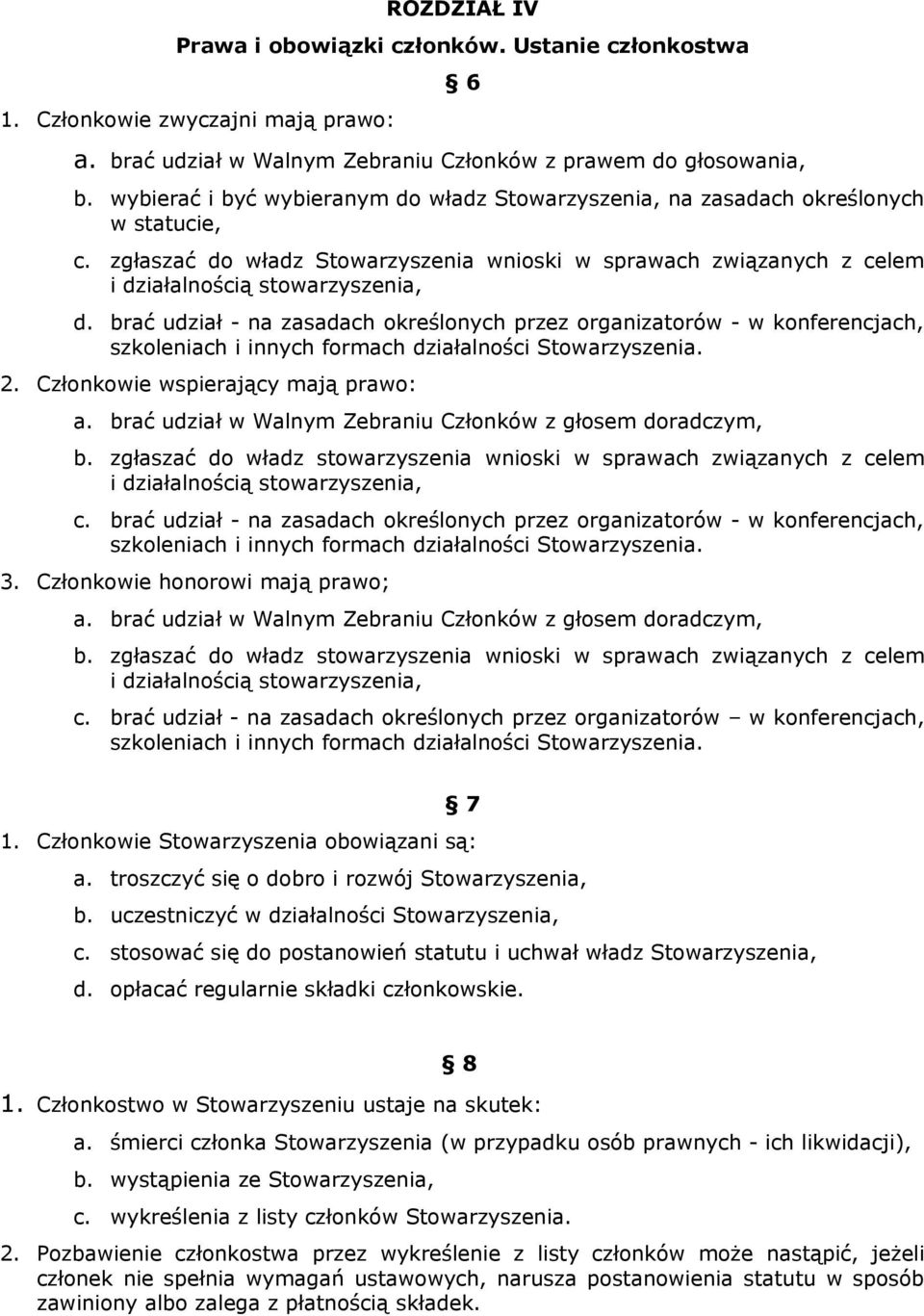 brać udział - na zasadach określonych przez organizatorów - w konferencjach, szkoleniach i innych formach działalności Stowarzyszenia. 2. Członkowie wspierający mają prawo: a.