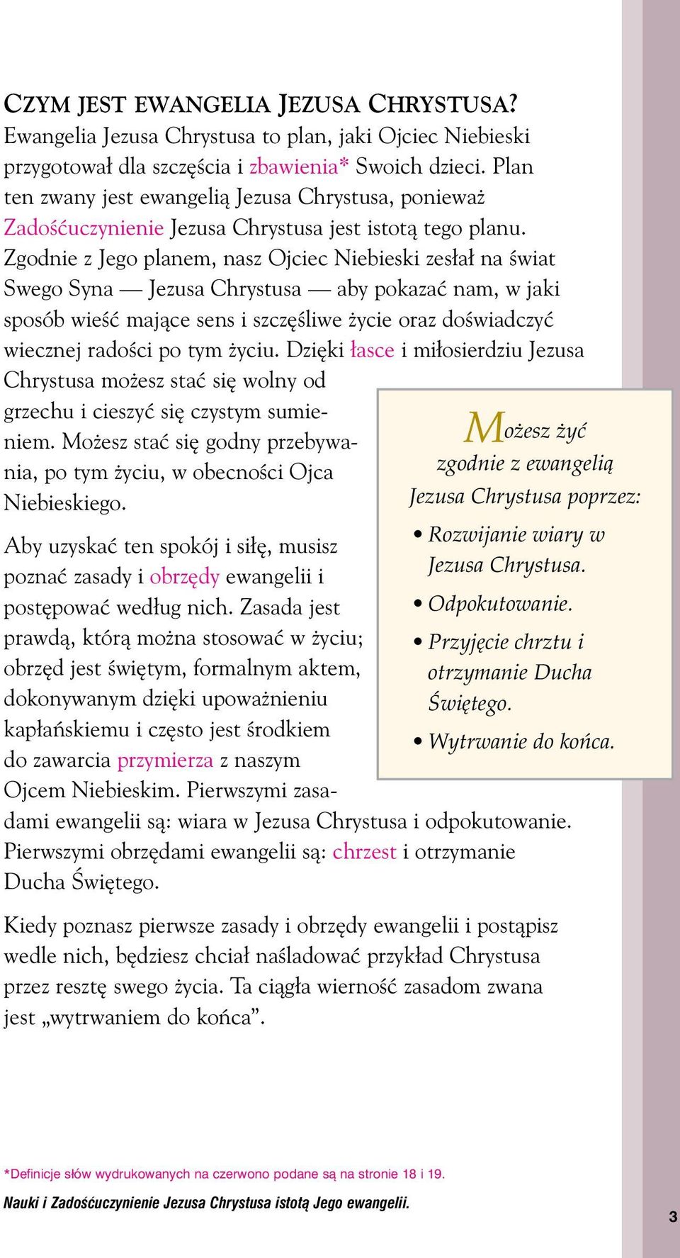 Zgodnie z Jego planem, nasz Ojciec Niebieski zes a na Êwiat Swego Syna Jezusa Chrystusa aby pokazaç nam, w jaki sposób wieêç majàce sens i szcz Êliwe ycie oraz doêwiadczyç wiecznej radoêci po tym