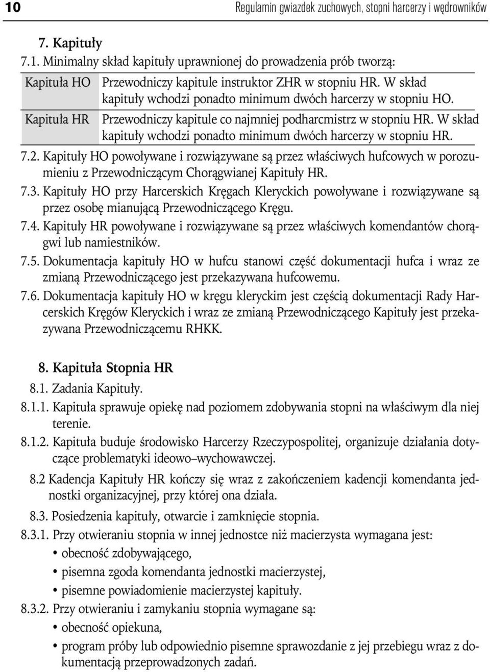 W skład kapituły wchodzi ponadto minimum dwóch harcerzy w stopniu HR. 7.2.